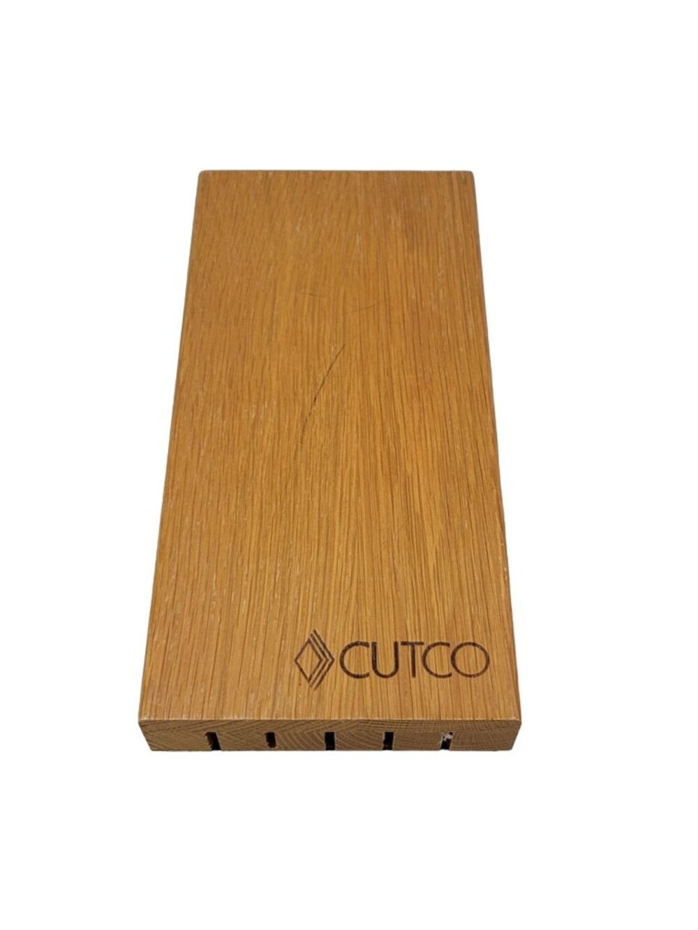 Cutco Space Saver 5 Slot Wood Knife Block Only Metal Bar Stand Honey Oak #1746 - Picture 3 of 11